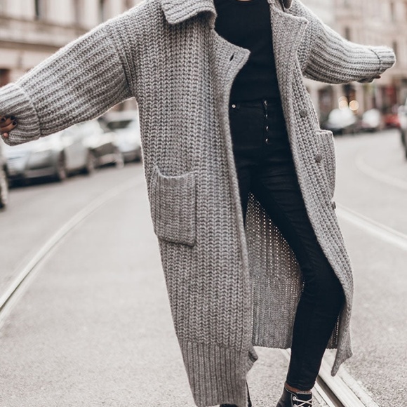 (NWT) Dramatic Collar Knitted Long Maxi Cardigan - Picture 4 of 10